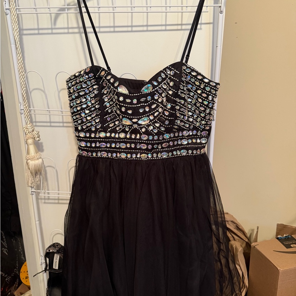 Trixxi Elegant Black Embellished Dress